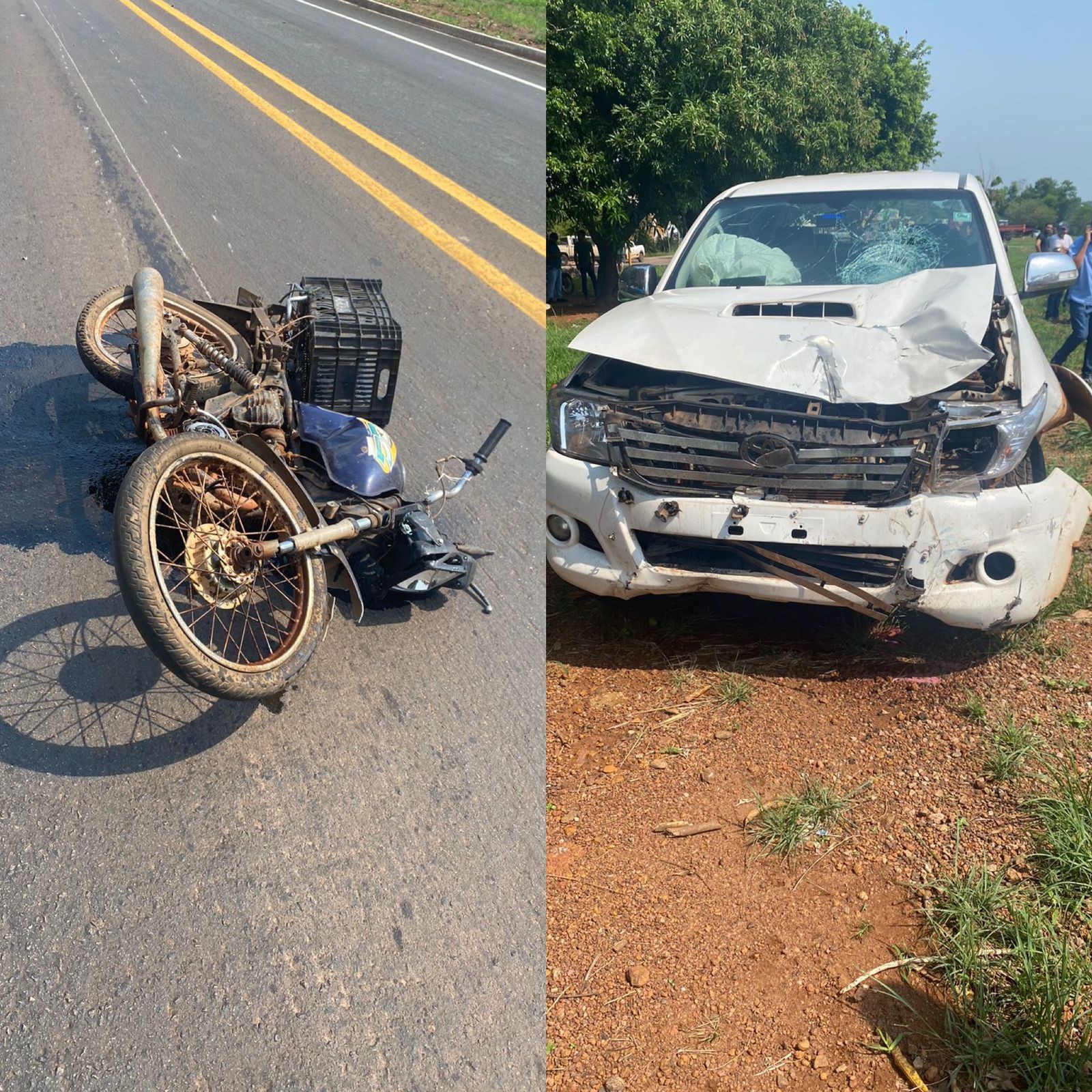 Motociclista morre após bater de frente com caminhonete na BR-153