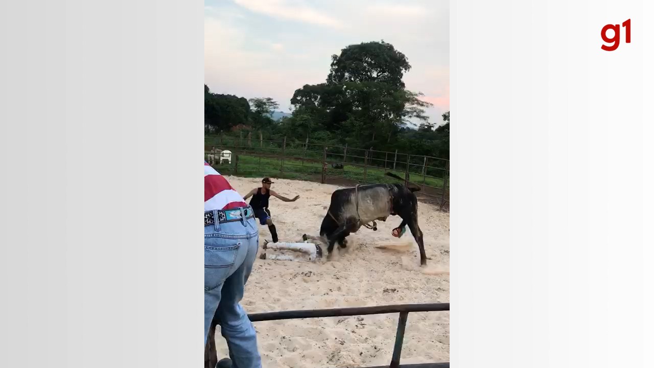 Peão cai de boi e é pisoteado enquanto treinava para rodeio; VÍDEO