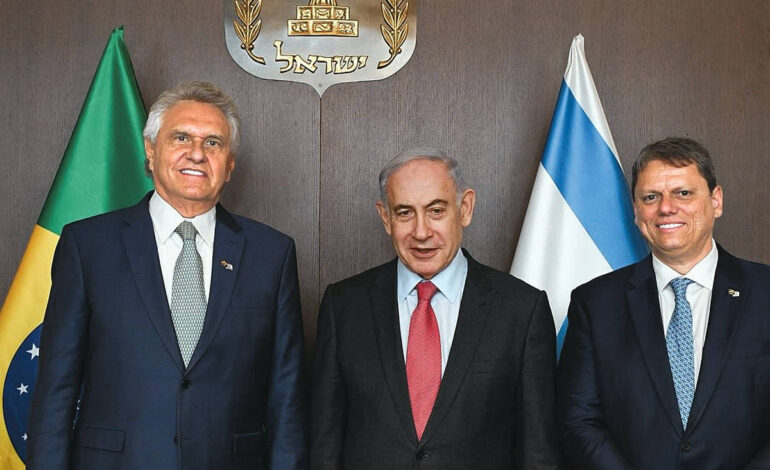 tarcisio-e-caiado-visitam-netanyahu-em-israel-e-cutucam-governo-lula