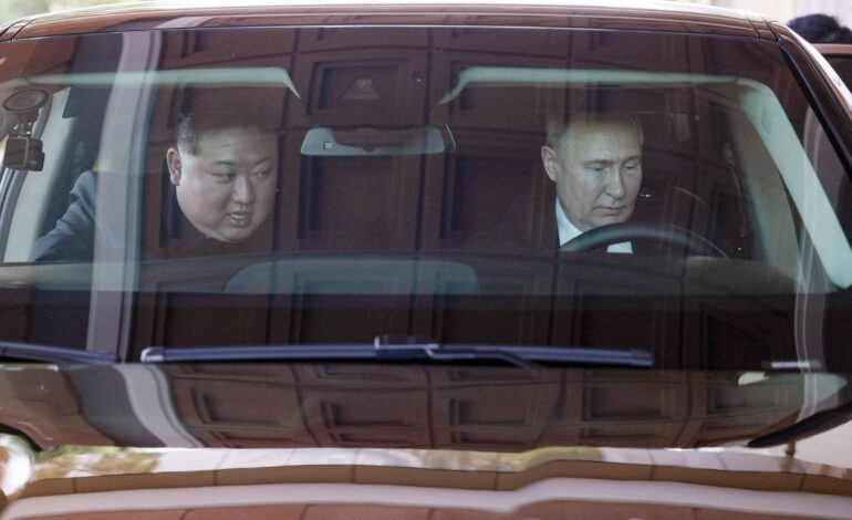 putin-conduz-kim-na-limusine-russa-que-deu-ao-ditador;-video
