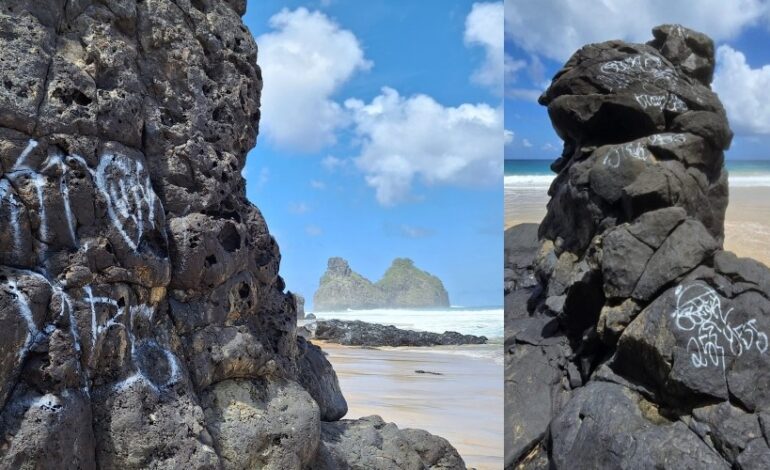 homem-e-detido-e-multado-em-r$-10-mil-apos-de-pichar-monumentos-naturais-em-fernando-de-noronha