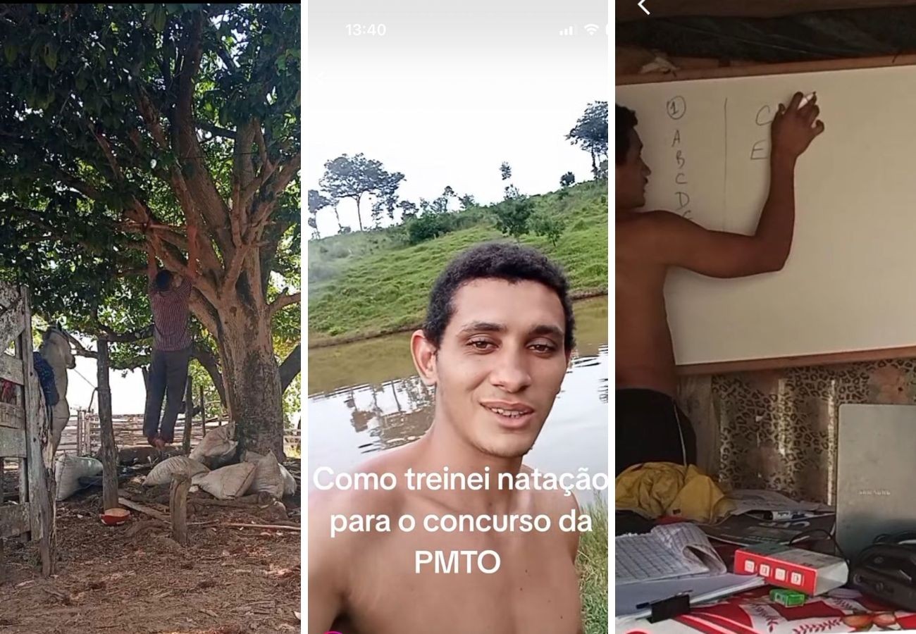 Jovem aprovado em concurso da PMTO improvisou treinos em riacho e árvore na zona rural