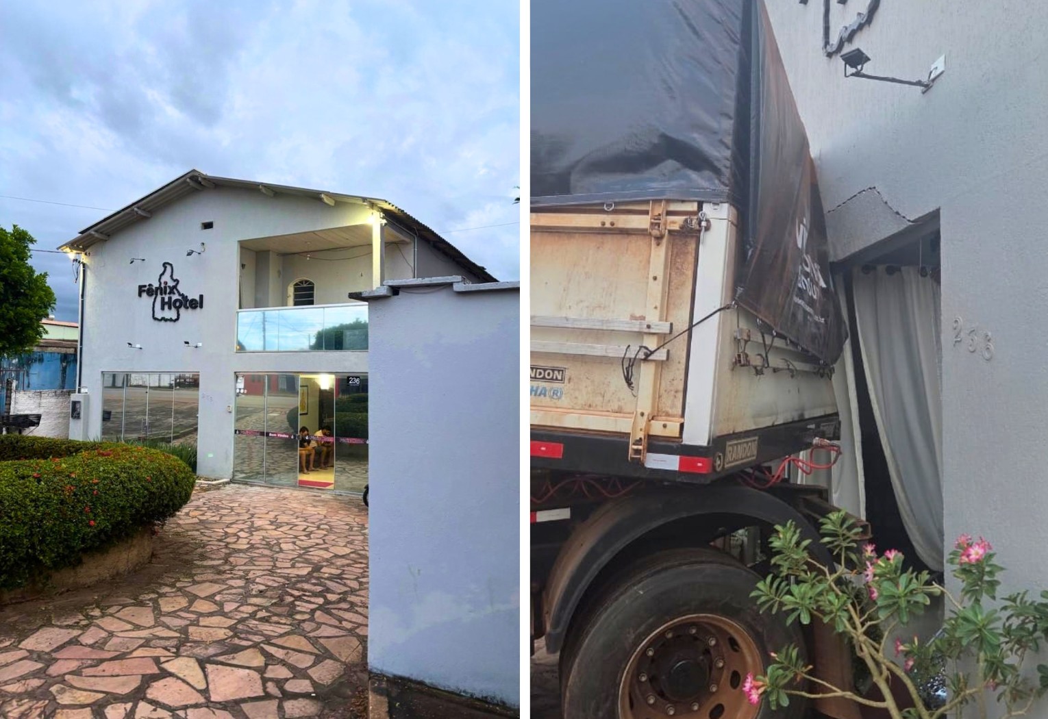 carreta-desgovernada-atinge-hotel-apos-se-soltar-de-caminhao-no-interior-do-tocantins