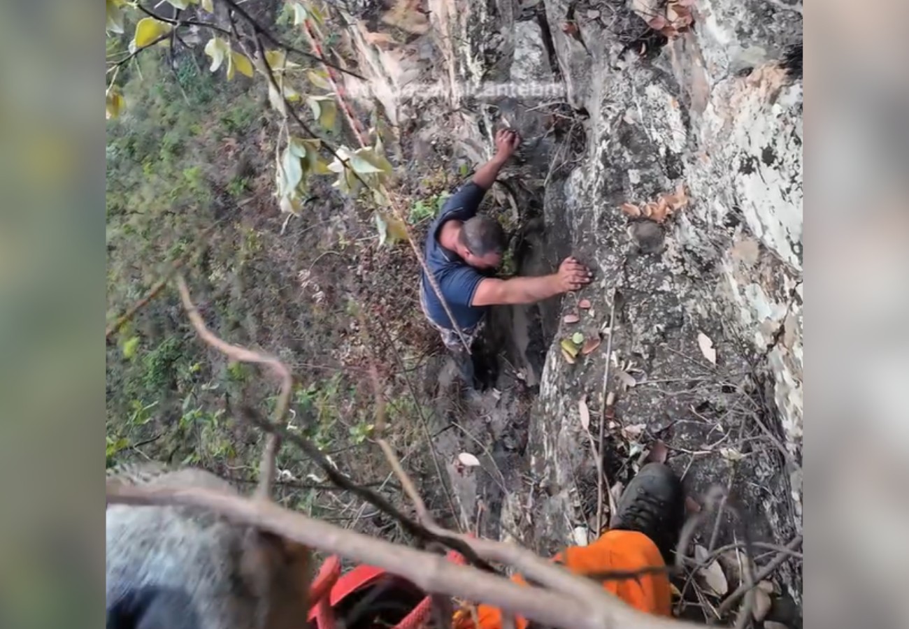 Turista fica 11 horas preso em penhasco após escorregar ao tentar tirar selfie em serra no TO