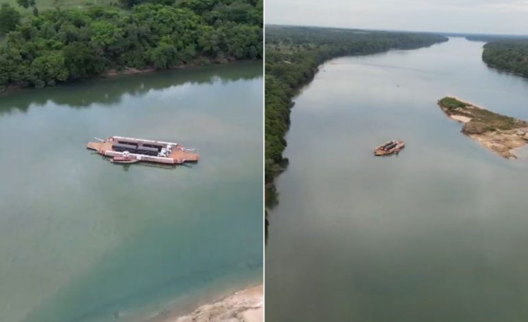 Balsa encalha no Rio Tocantins e motoristas ficam ilhados por mais de 18 horas